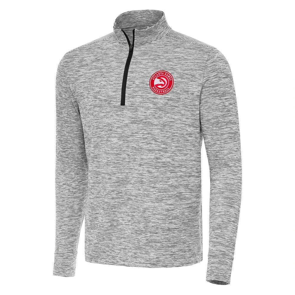 Men's Antigua Black Atlanta Hawks Cause Quarter-Zip Top