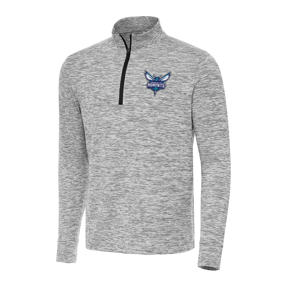 Men's Antigua Black Charlotte Hornets Cause Quarter-Zip Top