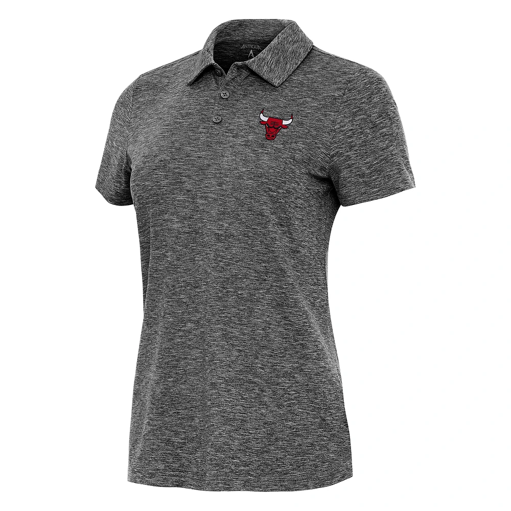 Women's Antigua Heather Black Chicago Bulls Matter Polo
