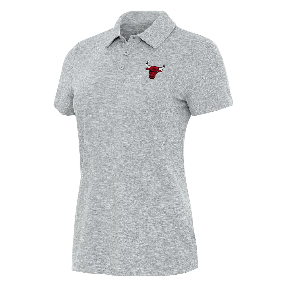 Women's Antigua Heather Gray Chicago Bulls Matter Polo