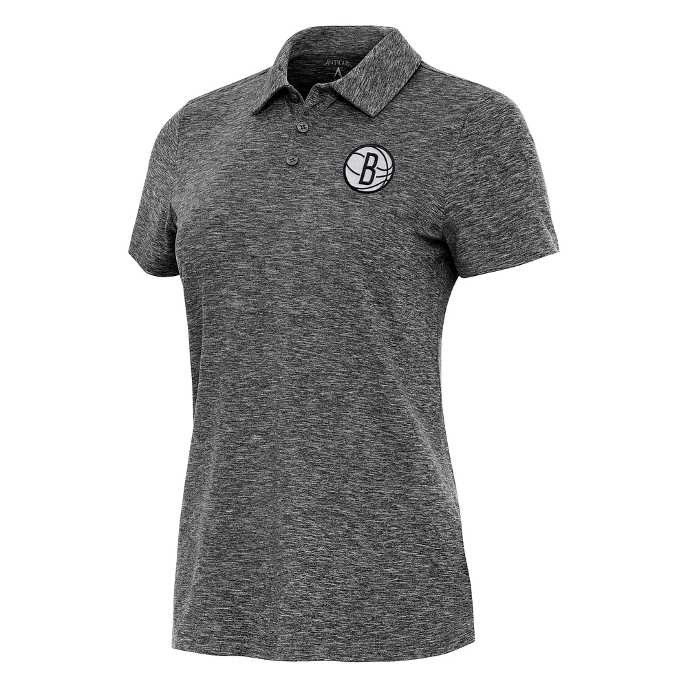 Women's Antigua Heather Black Brooklyn Nets Matter Polo