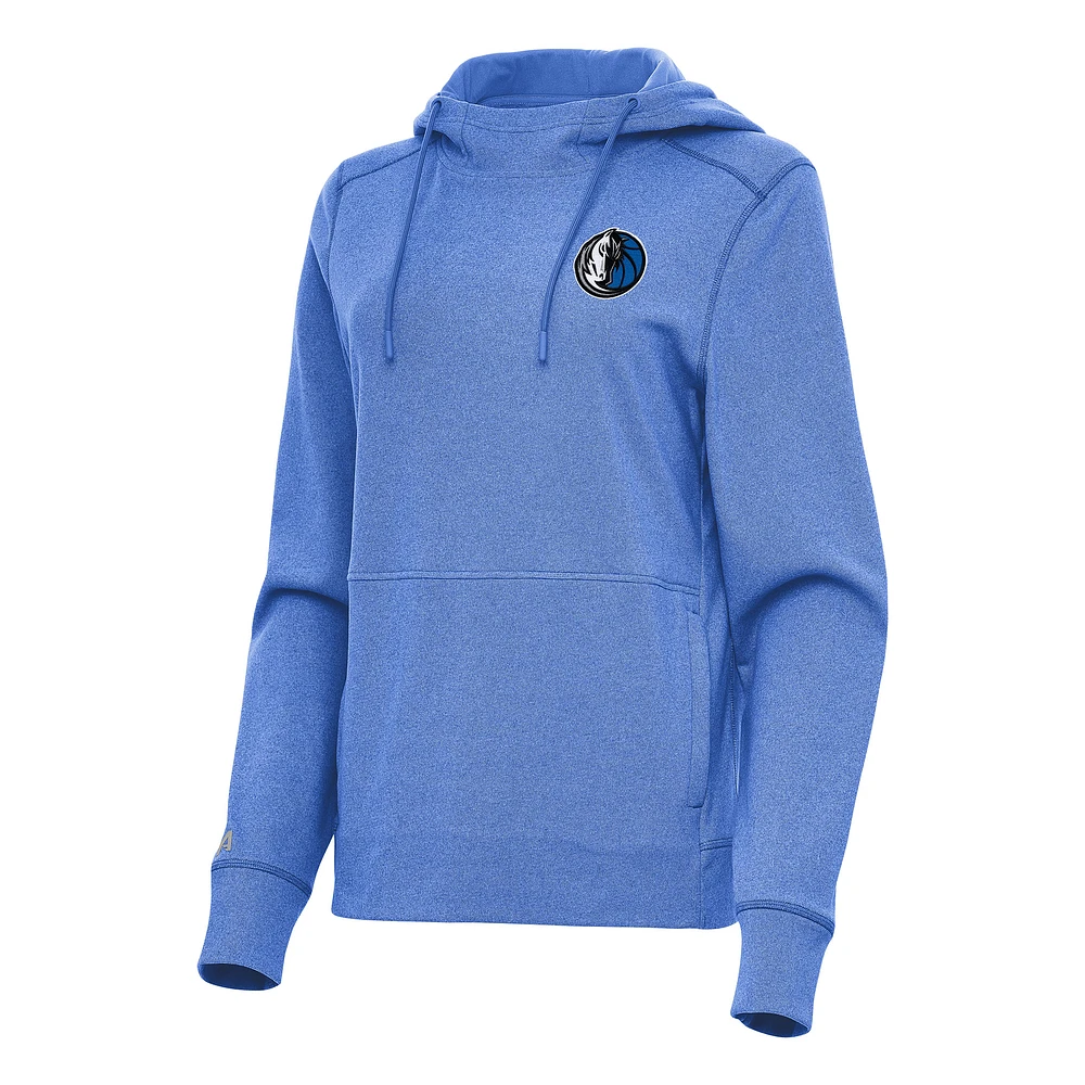 Women's Antigua Heather Blue Dallas Mavericks Justice Pullover Hoodie