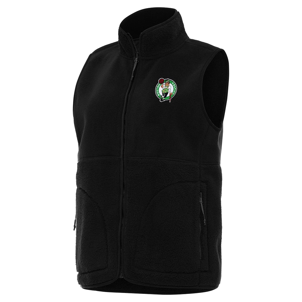 Women's Antigua Black Boston Celtics Nostalgic Full-Zip Vest