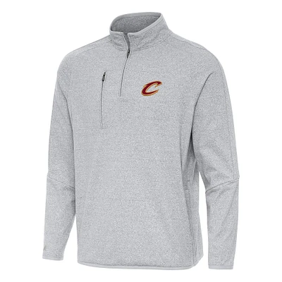 Men's Antigua Heather Gray Cleveland Cavaliers Certain Quarter-Zip Tri-Blend Sweatshirt
