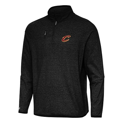Men's Antigua Heather Black Cleveland Cavaliers Certain Quarter-Zip Tri-Blend Sweatshirt
