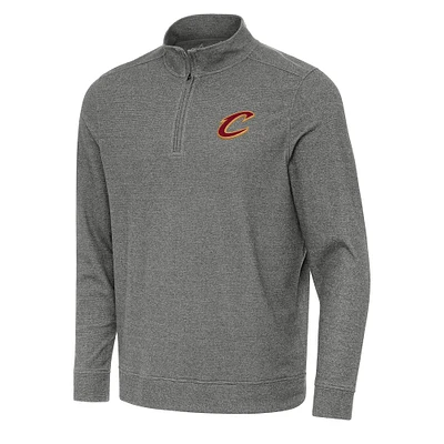 Men's Antigua Heather Black Cleveland Cavaliers Subtle Quarter-Zip Sweatshirt