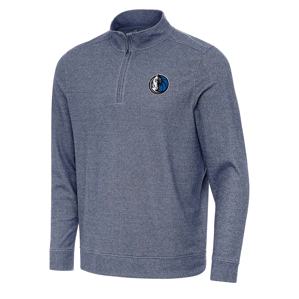 Men's Antigua Heather Navy Dallas Mavericks Subtle Quarter-Zip Sweatshirt