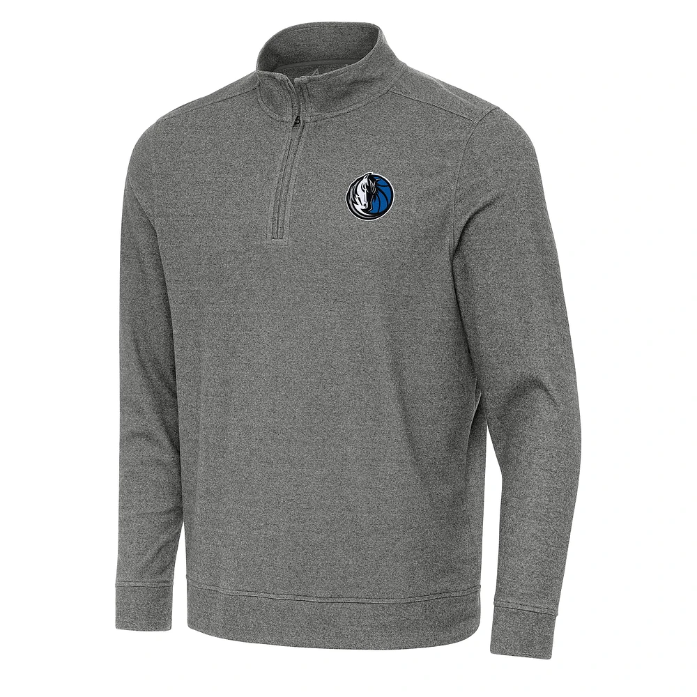 Men's Antigua Heather Black Dallas Mavericks Subtle Quarter-Zip Sweatshirt
