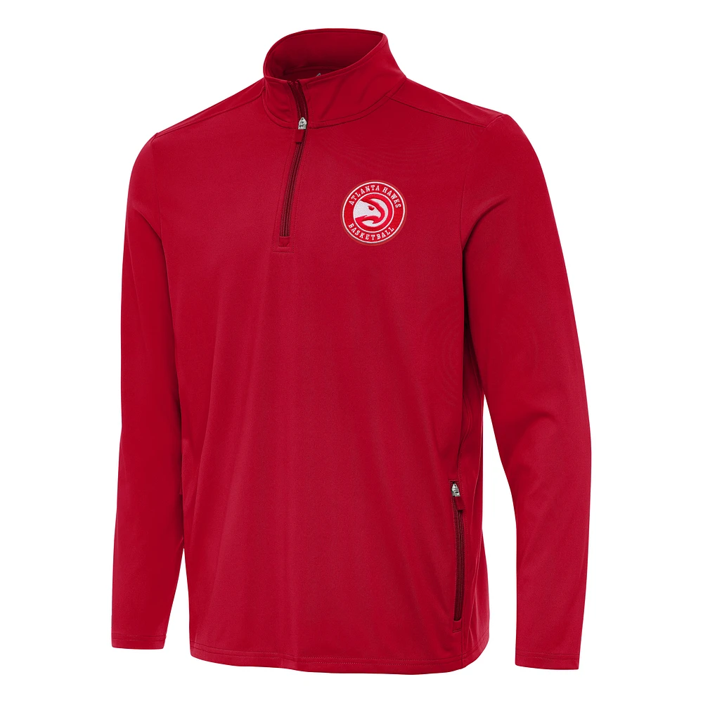 Men's Antigua Red Atlanta Hawks Perilous Quarter-Zip Sweatshirt