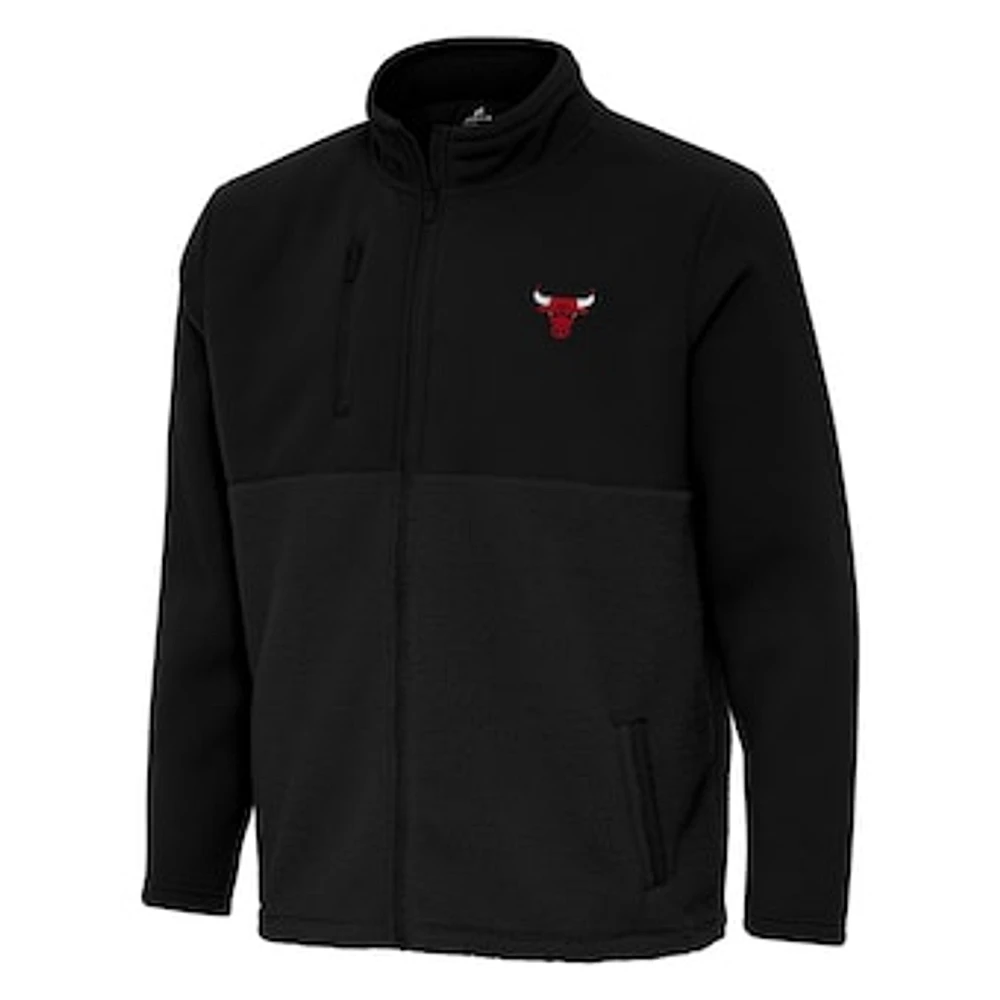 Men's Antigua Black Chicago Bulls Daily Fused Full-Zip Jacket