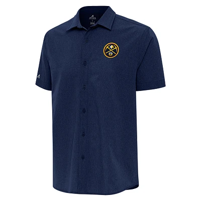 Men's Antigua Navy Denver Nuggets Activate Woven Short Sleeve Button-Up Shirt