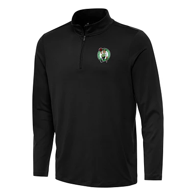 Men's Antigua Black Boston Celtics Reprocess Quarter-Zip Top
