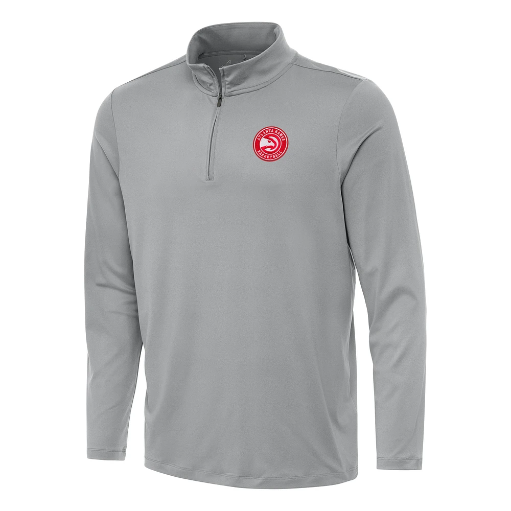 Men's Antigua Gray Atlanta Hawks Reprocess Quarter-Zip Top
