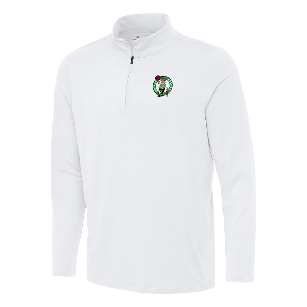 Men's Antigua White Boston Celtics Reprocess Quarter-Zip Top