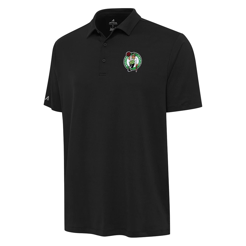 Men's Antigua Black Boston Celtics Reprocess Polo