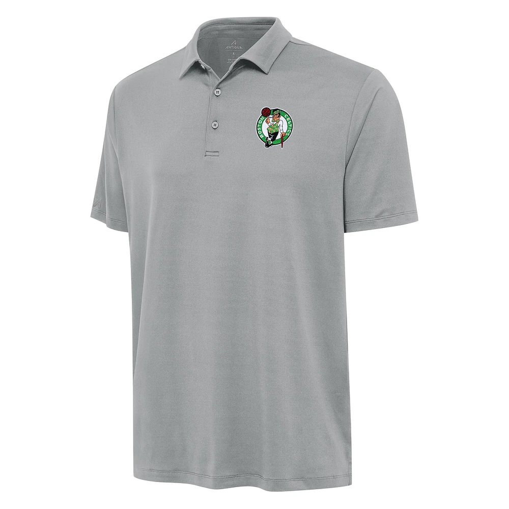Men's Antigua Gray Boston Celtics Reprocess Polo