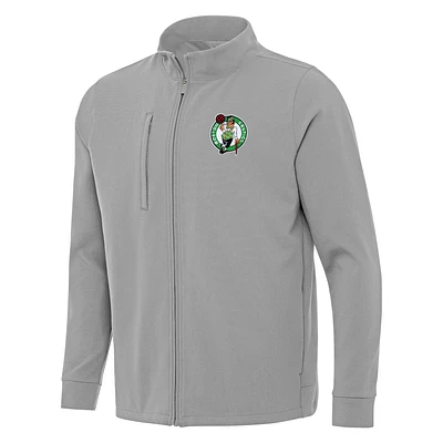 Men's Antigua Gray Boston Celtics Regard Full-Zip Jacket