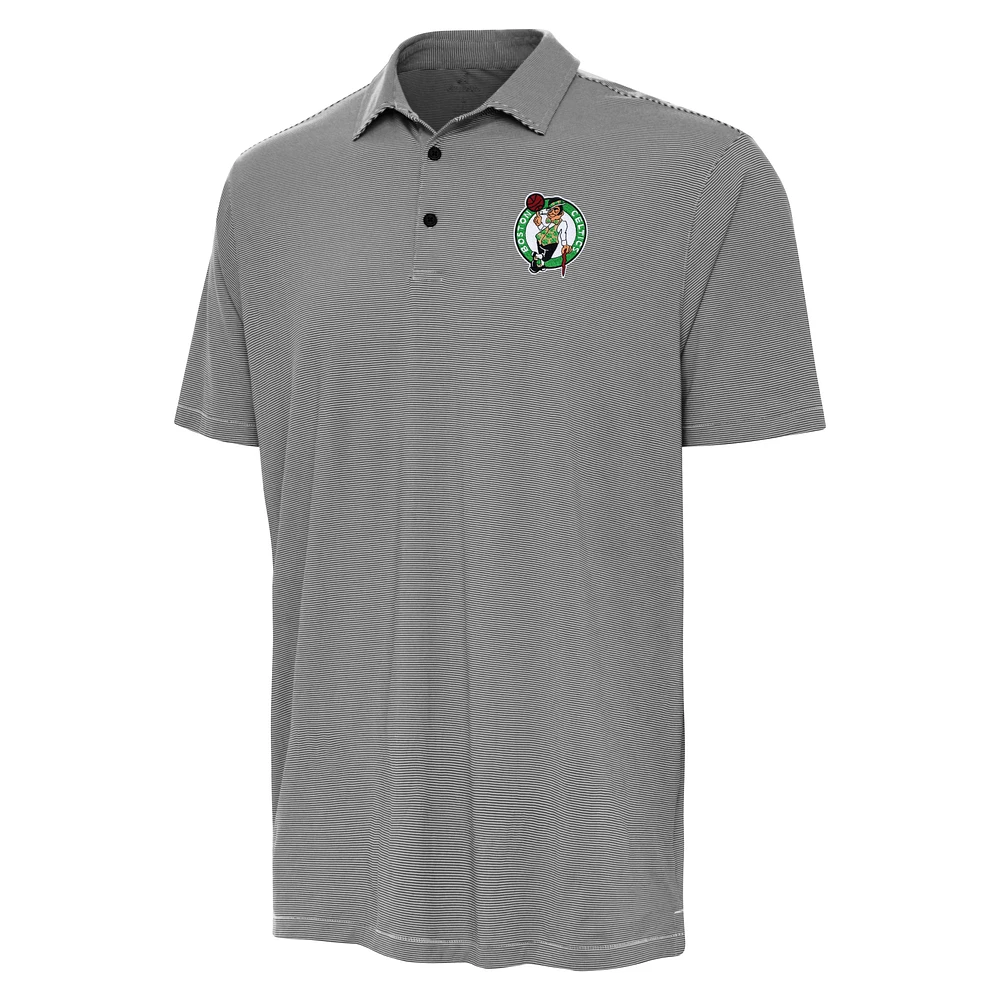 Men's Antigua Black Boston Celtics Twine Polo