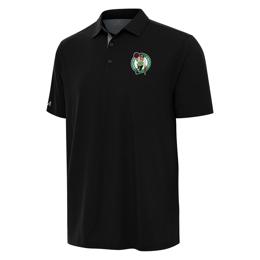Men's Antigua Black/Gray Boston Celtics Era Polo