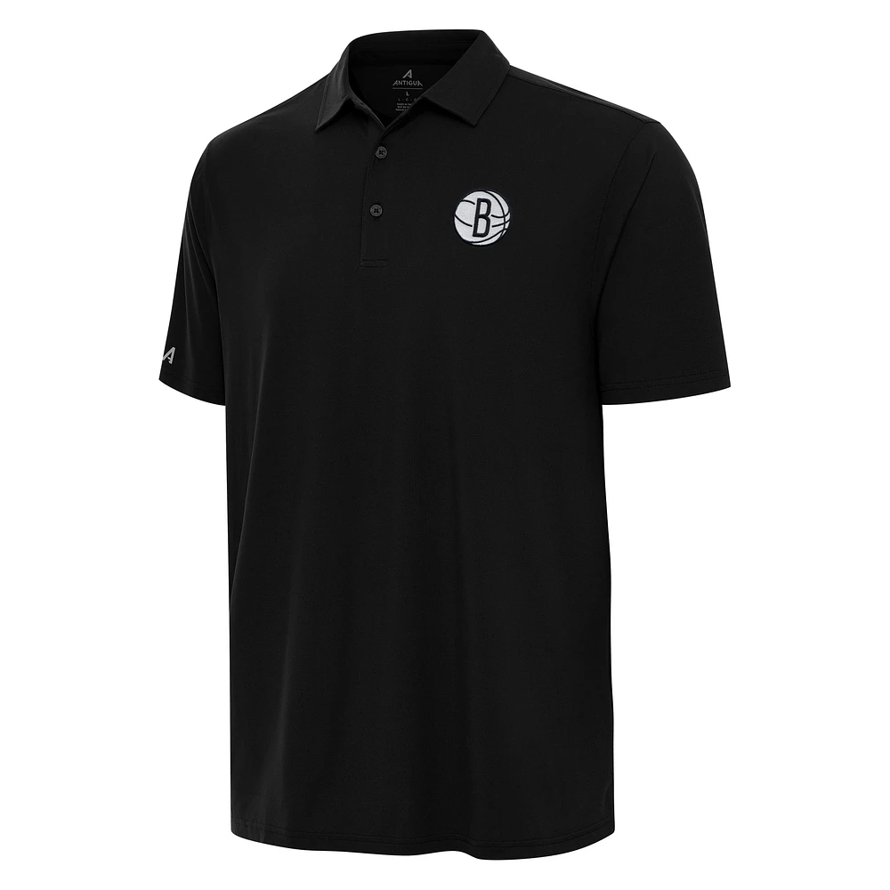 Men's Antigua Black Brooklyn Nets Era Polo