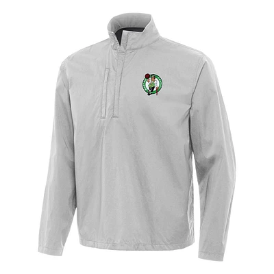 Men's Antigua Heather Gray Boston Celtics Brisk Quarter-Zip Windbreaker