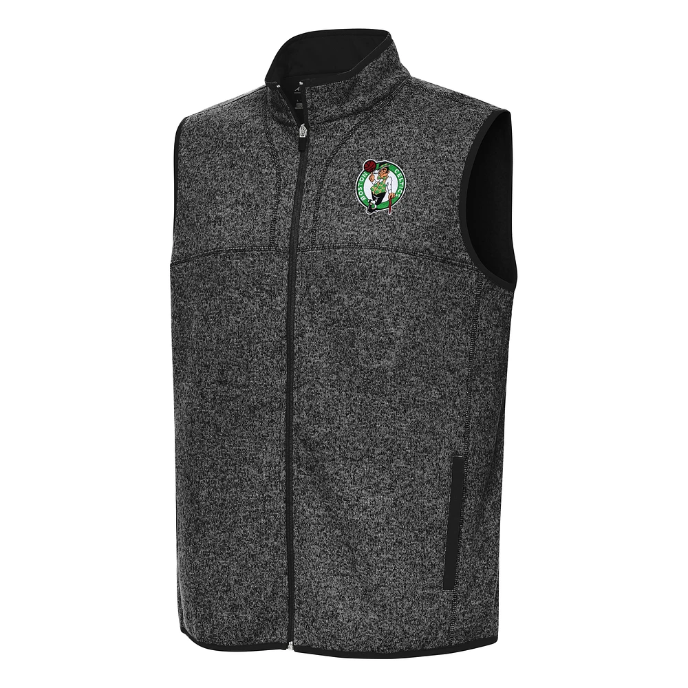 Men's Antigua Heather Boston Celtics Fortune Full-Zip Vest