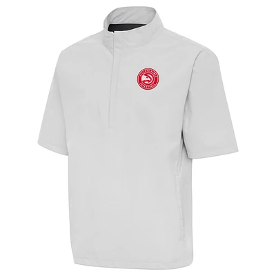 Men's Antigua  Heather Gray Atlanta Hawks Brisk Quarter-Zip Windbreaker