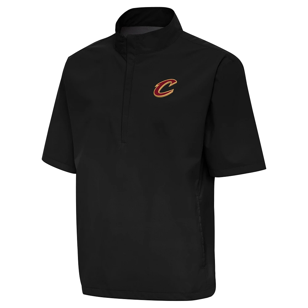 Men's Antigua Black Cleveland Cavaliers Brisk Quarter-Zip Windbreaker