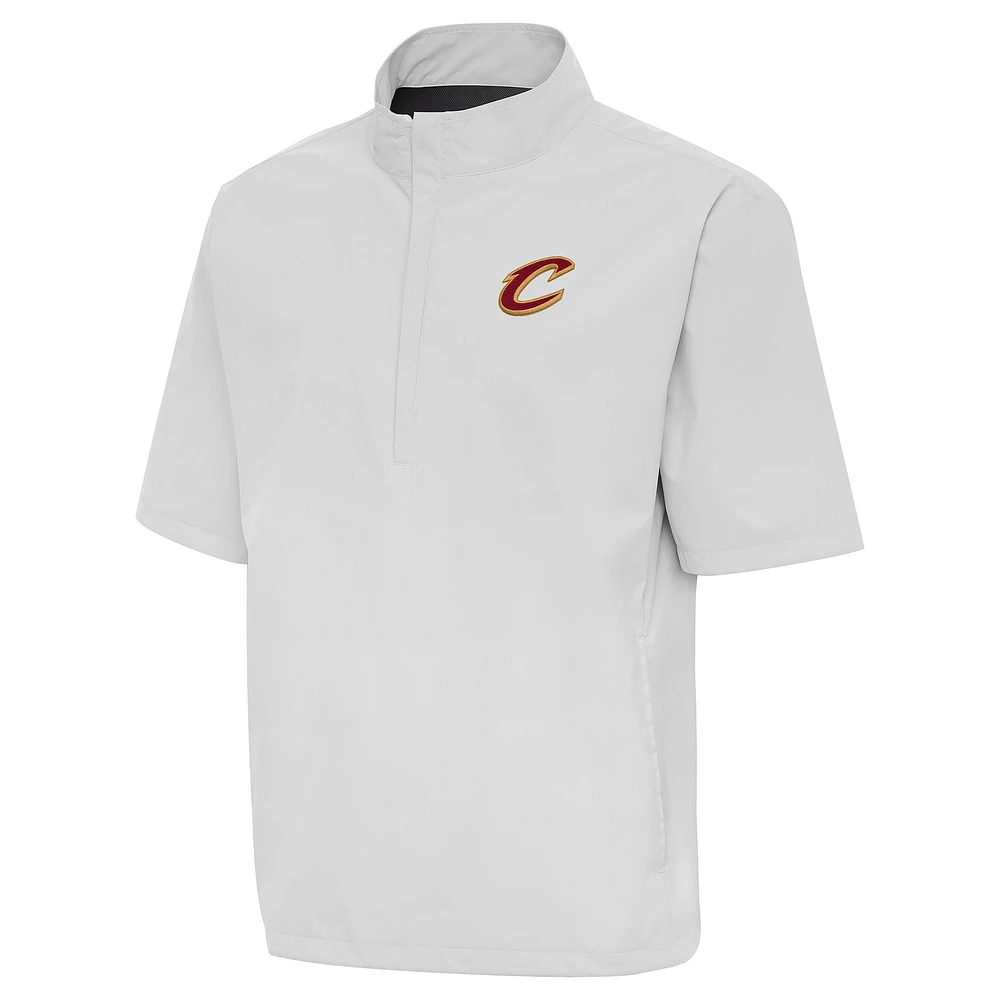 Men's Antigua Heather Gray Cleveland Cavaliers Brisk Quarter-Zip Windbreaker
