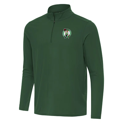 Men's Antigua Hunter Green Boston Celtics Intent Quarter-Zip Top
