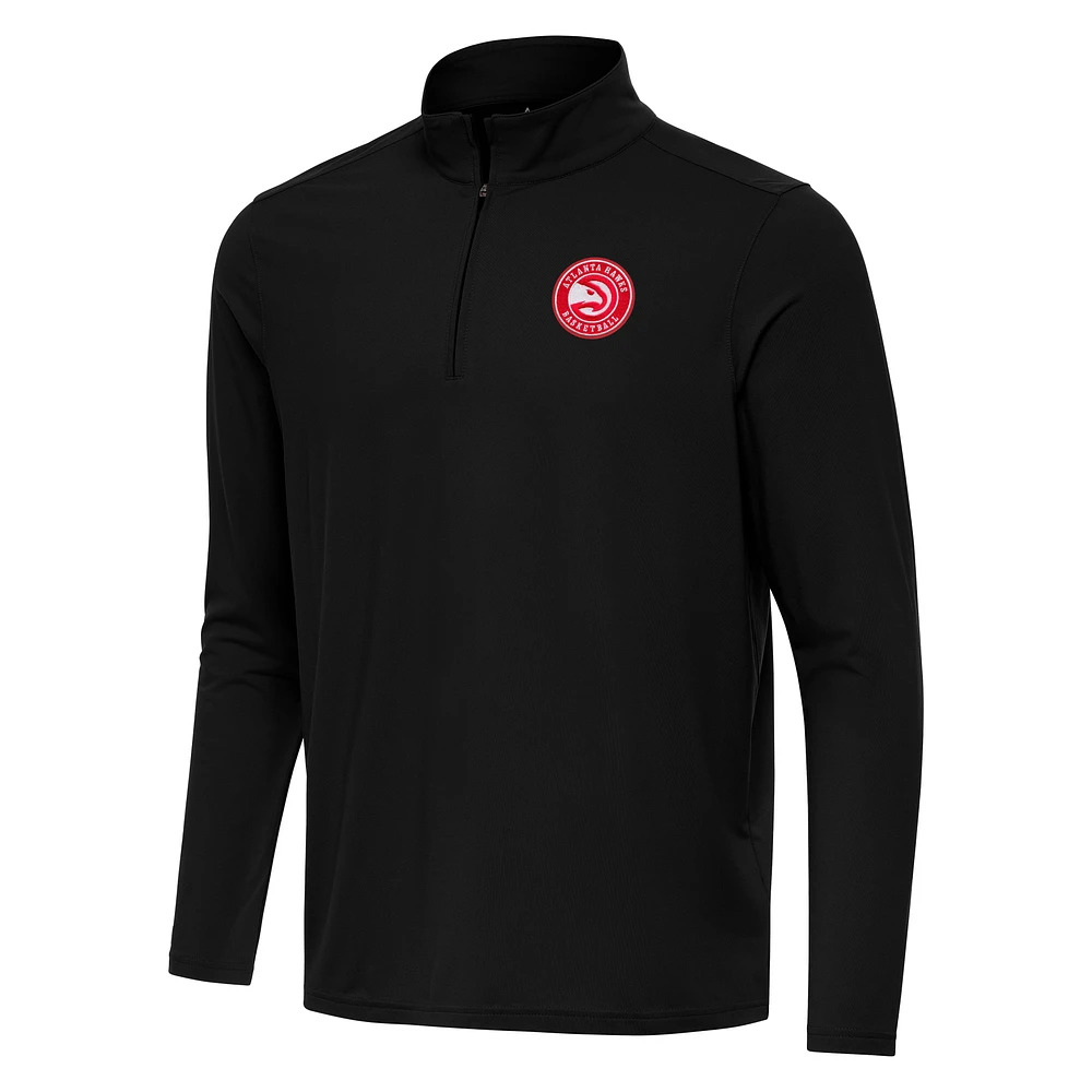 Men's Antigua Black Atlanta Hawks Intent Quarter-Zip Top