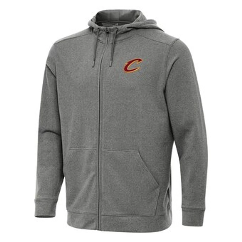 Men's Antigua Heather Charcoal Cleveland Cavaliers Effortless Full-Zip Hoodie Jacket