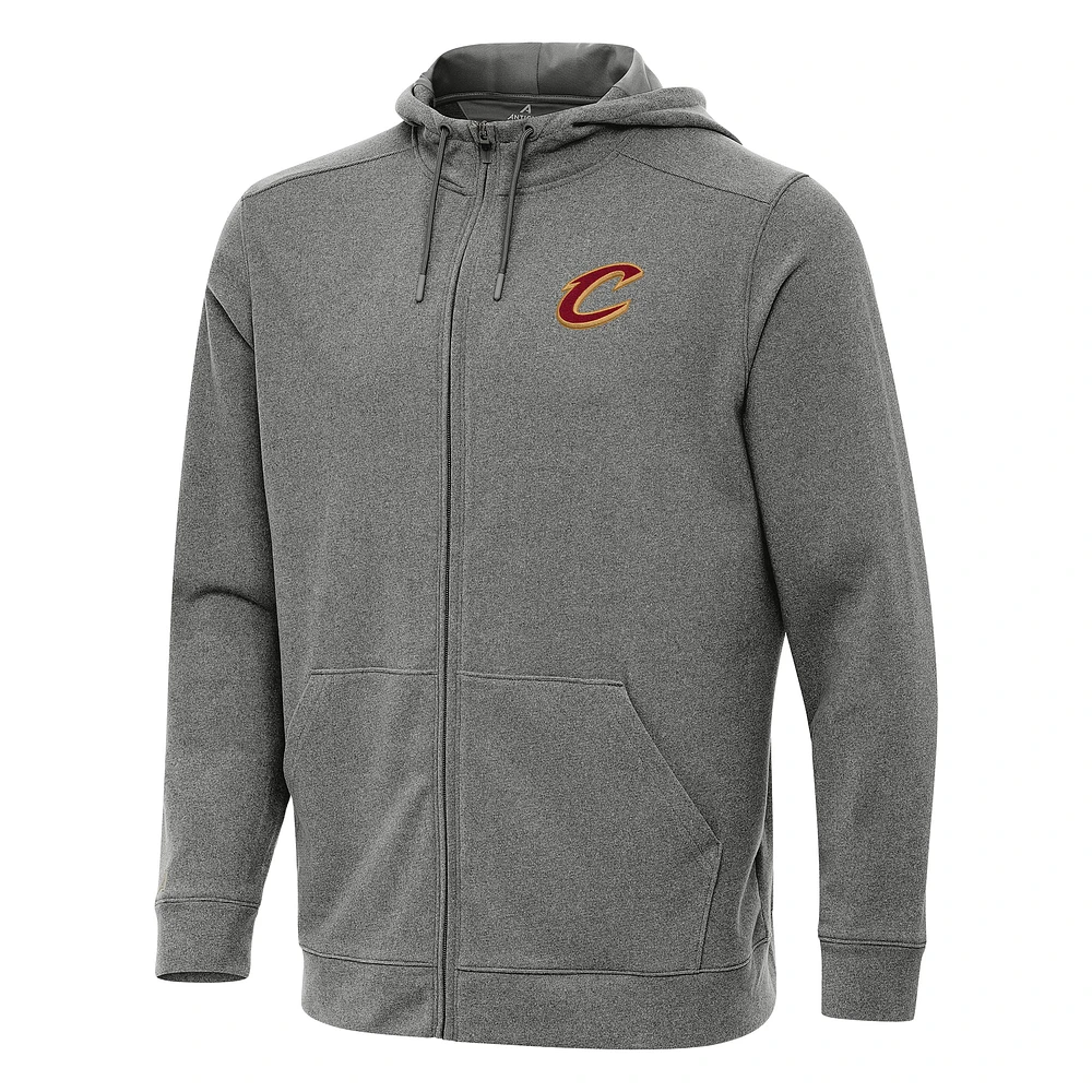 Men's Antigua Heather Charcoal Cleveland Cavaliers Effortless Full-Zip Hoodie Jacket
