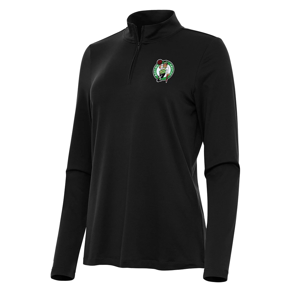 Women's Antigua Black Boston Celtics Reprocess Quarter-Zip Top