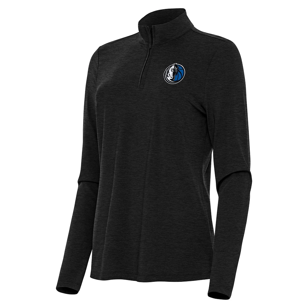 Women's Antigua Heather Black Dallas Mavericks Bright Quarter-Zip Top