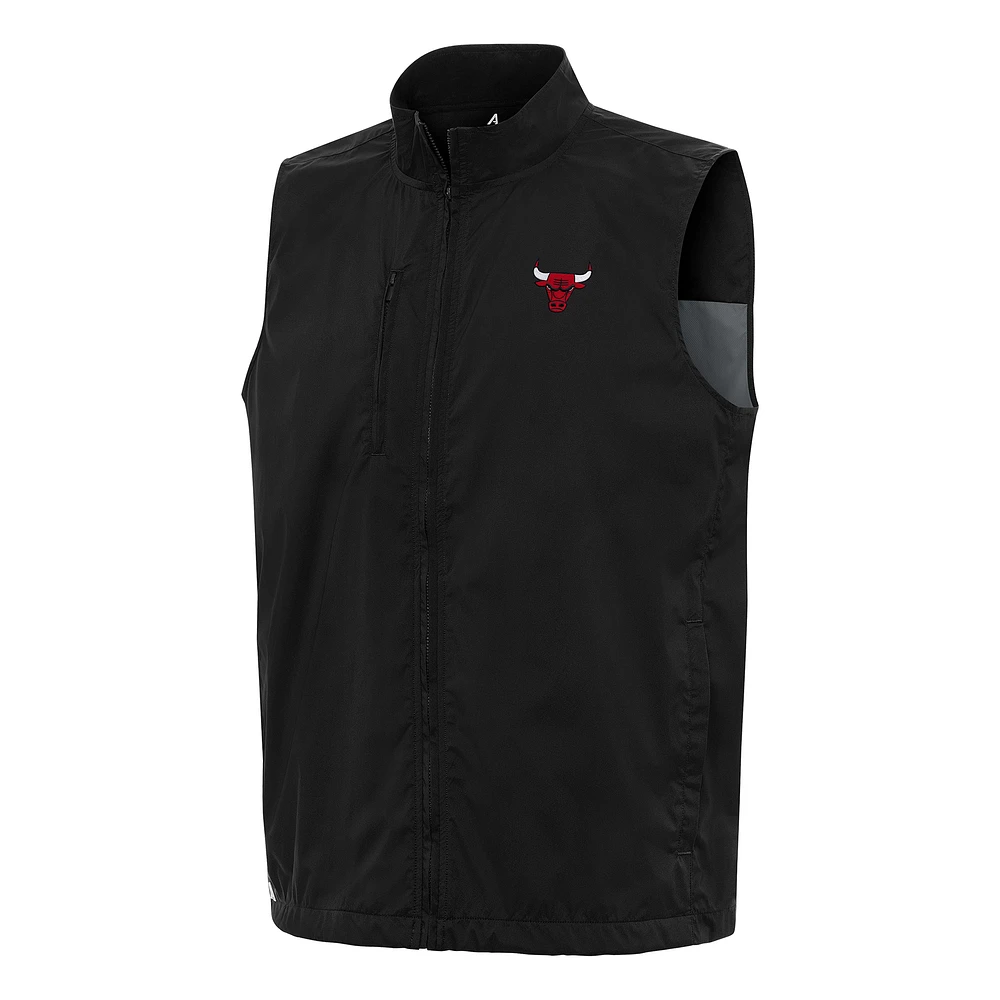 Men's Antigua Black Chicago Bulls Brisk Full-Zip Vest
