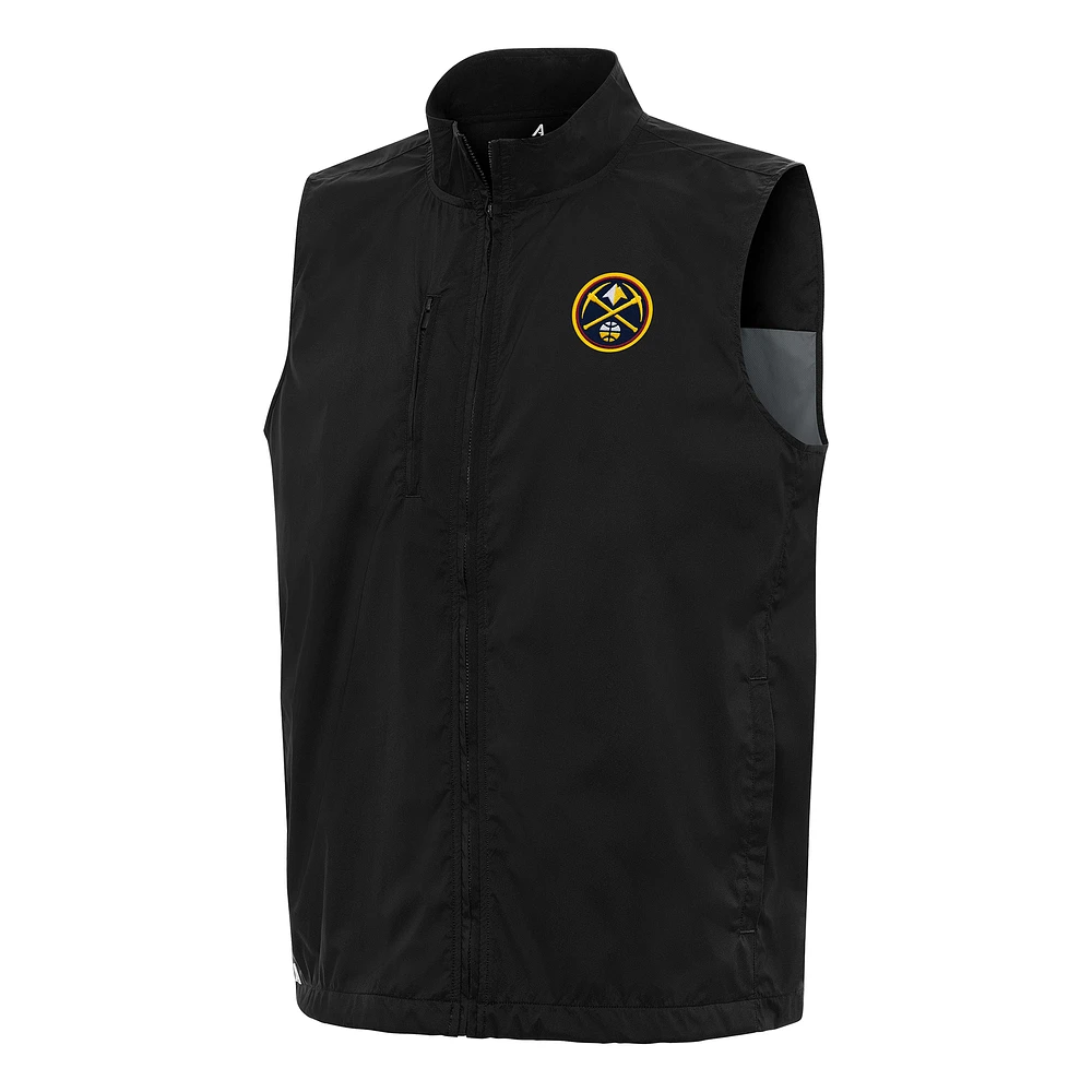 Men's Antigua Black Denver Nuggets Brisk Full-Zip Vest