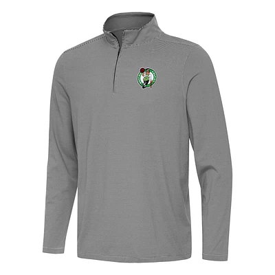 Men's Antigua Black Boston Celtics Twine Quarter-Zip Top