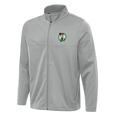Men's Antigua Gray Boston Celtics Links 2 Full-Zip Golf Jacket