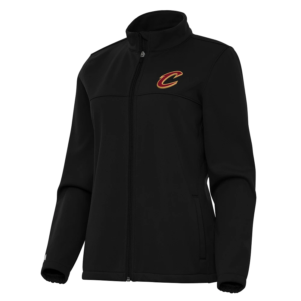 Women's Antigua Black Cleveland Cavaliers Links 2 Full-Zip Golf Jacket