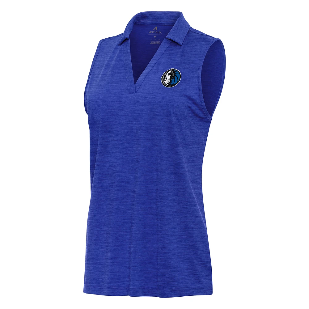 Women's Antigua Heather Royal Dallas Mavericks Layout Sleeveless V-Neck Polo