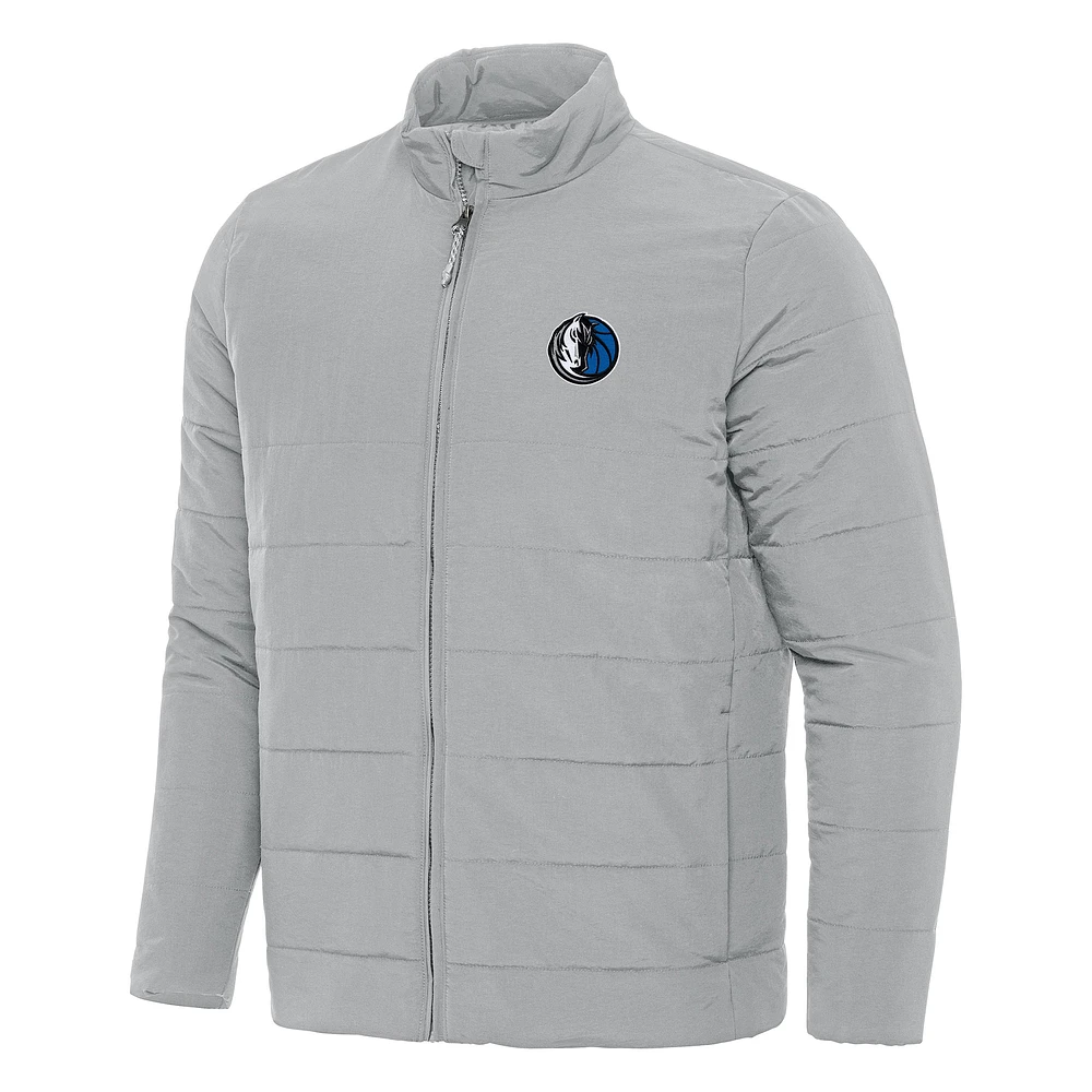Men's Antigua Gray Dallas Mavericks Swelter Full-Zip Puffer Jacket
