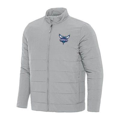 Men's Antigua Gray Charlotte Hornets Swelter Full-Zip Puffer Jacket