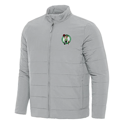 Men's Antigua Gray Boston Celtics Swelter Full-Zip Puffer Jacket