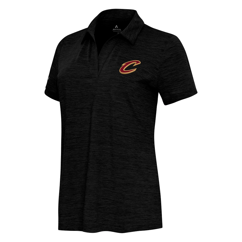 Women's Antigua Heather Black Cleveland Cavaliers Layout V-Neck Polo