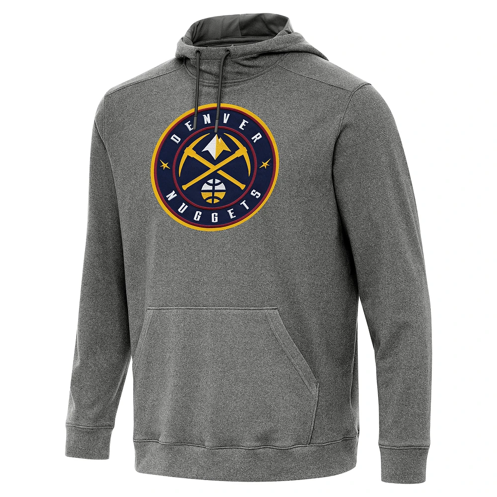Men's Antigua Heather Black Denver Nuggets Cloud Pullover Hoodie