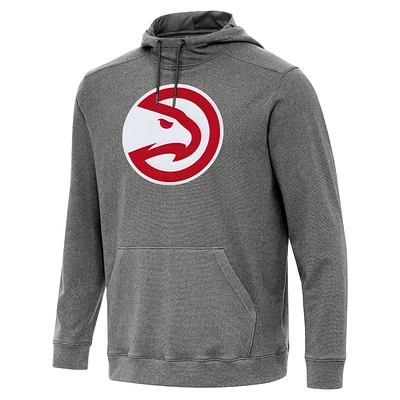 Men's Antigua Heather Black Atlanta Hawks Cloud Pullover Hoodie