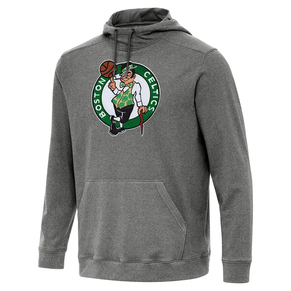 Men's Antigua Heather Black Boston Celtics Cloud Pullover Hoodie
