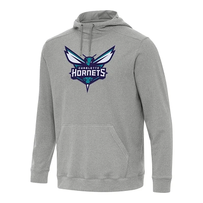 Men's Antigua Heather Charlotte Hornets Cloud Pullover Hoodie
