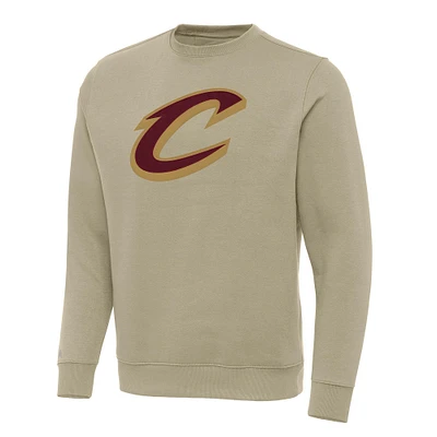 Men's Antigua Khaki Cleveland Cavaliers Victory Crewneck Pullover Sweatshirt